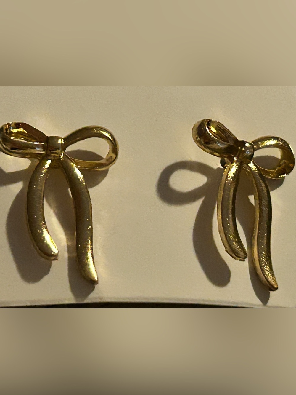 Gold Bow Ribbon  Women's Pierced Earrings - Gold
